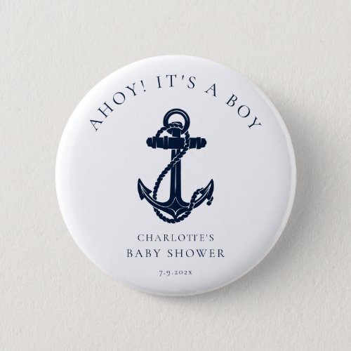 Nautical Anchor Coastal Boy Baby Shower Button
