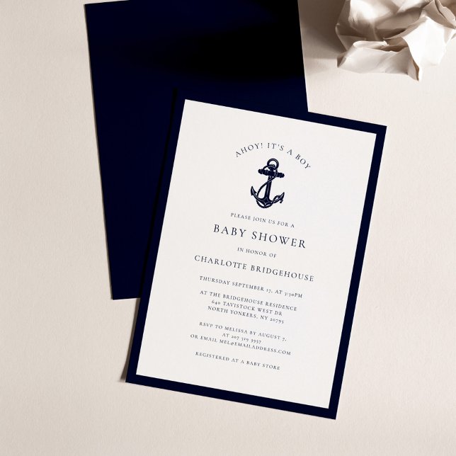 Nautical Anchor Coastal Boy Baby Shower Invitation (Nautical Anchor Coastal Baby Shower Invitation)