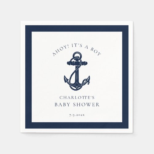 Nautical Anchor Coastal Boy Baby Shower Paper Napkins