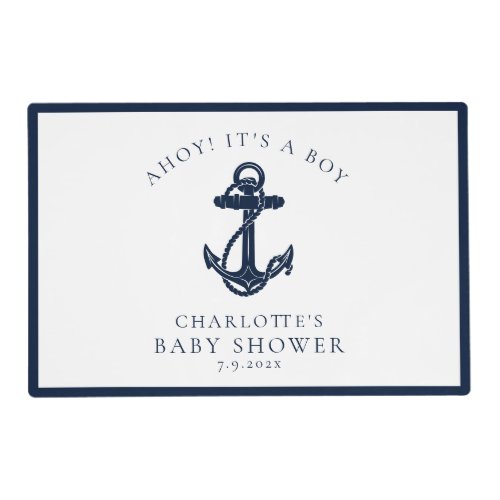 Nautical Anchor Coastal Boy Baby Shower Placemat