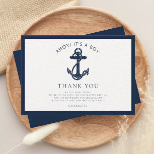 Nautical Anchor Coastal Boy Baby Shower Thank You Card
