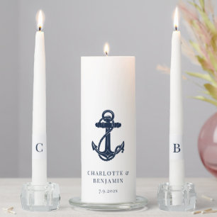 Nautical Anchor Coastal Wedding Ceremony Unity Candle Set