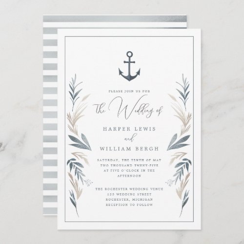 Nautical anchor coastal wedding invitation