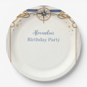 Nautical Anchor Compass Birthday Paper Plates