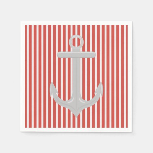 Nautical Anchor Contrast Pattern Paper Napkin