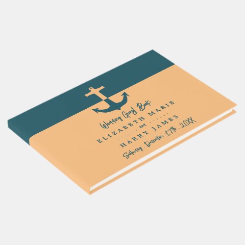 Nautical Anchor _ Coral Blue _ Beach Wedding Guest Book
