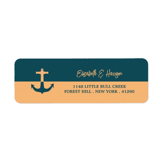 Nautical Anchor - Coral Blue - Beach Wedding Label (Front)