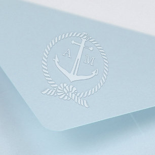 Nautical Anchor Couple Initials Monogram Embosser