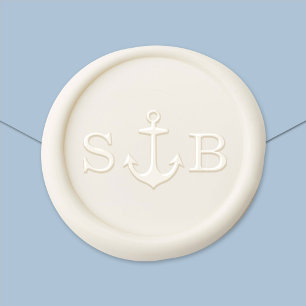 Nautical Anchor Couple Initials Monogram Wax Seal Sticker