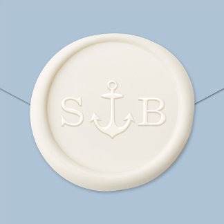 Nautical Anchor Couple Initials Monogram Wax Seal Sticker