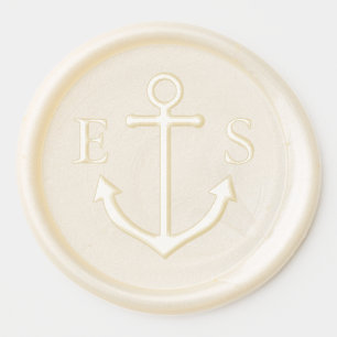 Nautical Anchor Couple's Monogram Wedding Wax Seal Sticker
