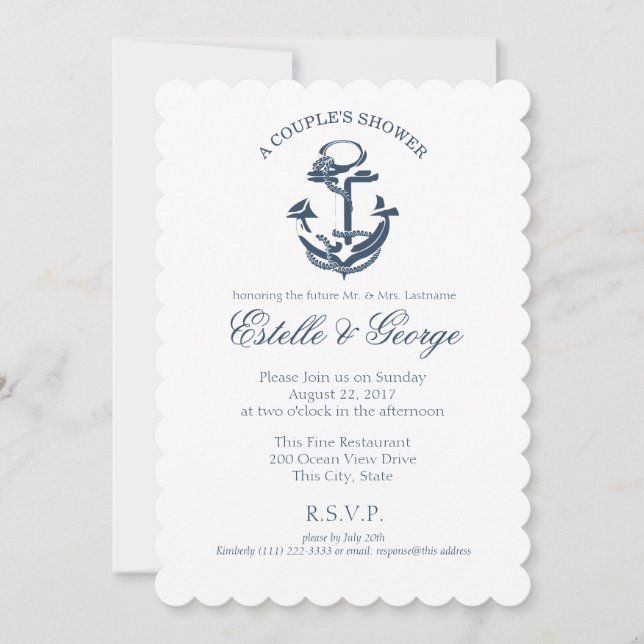 Nautical Anchor Couple's Shower Invitation (Front)
