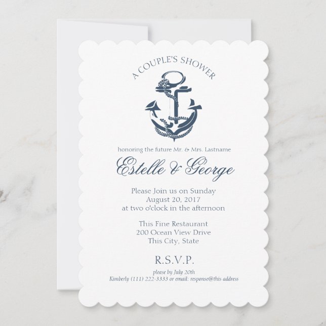 Nautical Anchor Couple's Shower Invitation (Front)