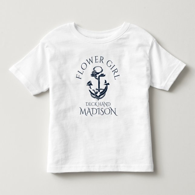 Nautical Anchor Crew Flower Girl Toddler T-shirt (Front)