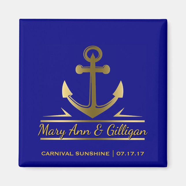 Nautical Anchor Cruise Ship Wedding Favor Navy Magnet (Front)