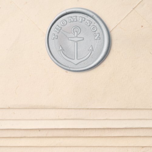 Nautical Anchor Curved Last Name Wax Seal Sticker