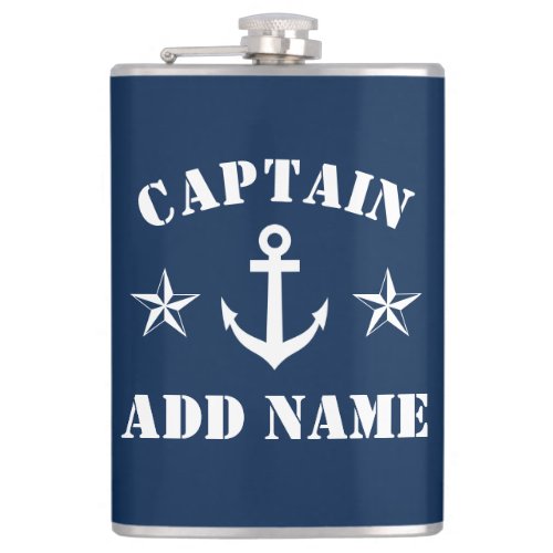 Nautical anchor custom boat captain name drink fla flask