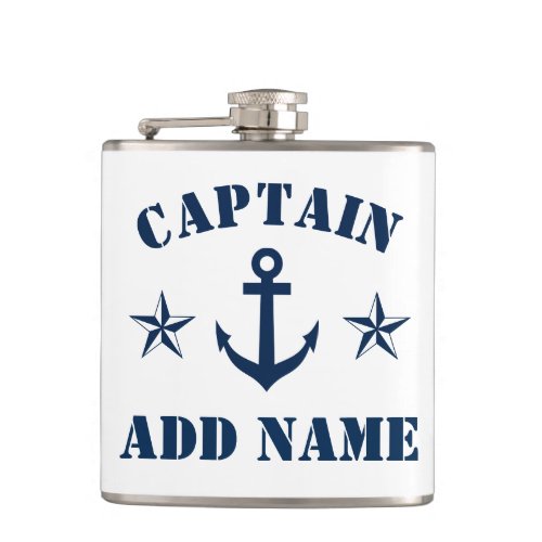 Nautical anchor custom boat captain name drink flask