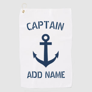 Nautical anchor custom boat captain name golf towel