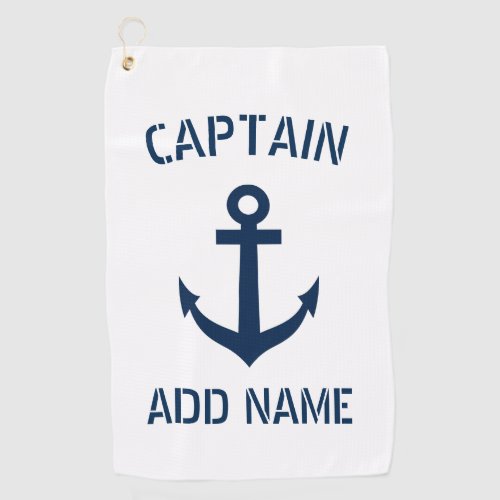 Nautical anchor custom boat captain name golf towel