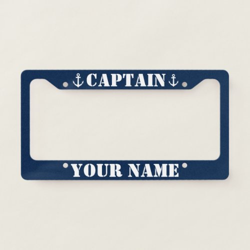 Nautical anchor custom boat captain name license plate frame