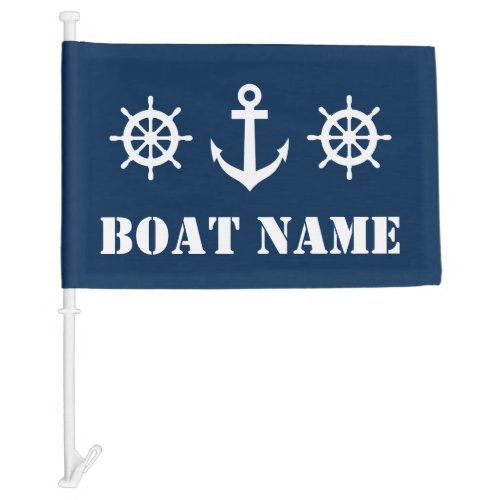 Nautical anchor custom boat name car window flag