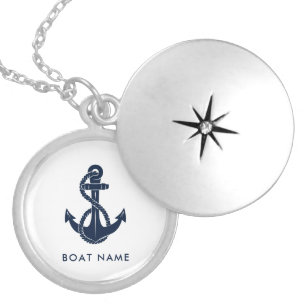 Nautical Anchor Custom Boat Name Custom Locket Necklace