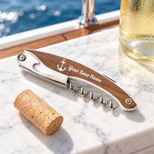 Nautical Anchor Custom Boat Name Dark Waiter's Corkscrew