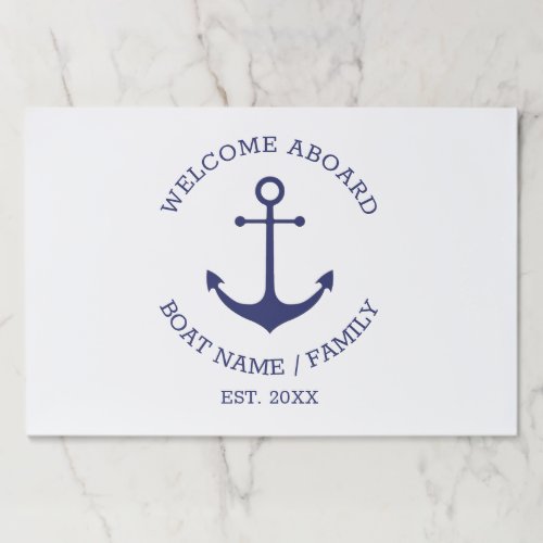 Nautical anchor Custom Boat name Paper placemats