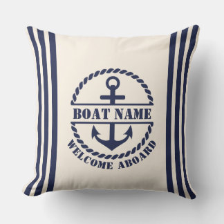Nautical Anchor Custom Boat Name Pillow