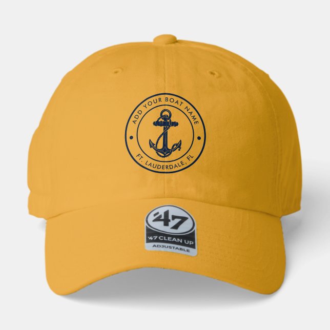 Nautical Anchor Custom Boat Name Sailing 47 Brand Hat (Front)