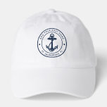 Nautical Anchor Custom Boat Name Sailing Hat<br><div class="desc">Add your boat name, and dock by clicking the "Personalize" button above. Set sail in style with our custom nautical-themed hat, the ultimate companion for your maritime adventures. This baseball hat boasts a cute design inspired by the ocean's wonders, featuring classic maritime motifs such as an anchor and rope. Whether...</div>