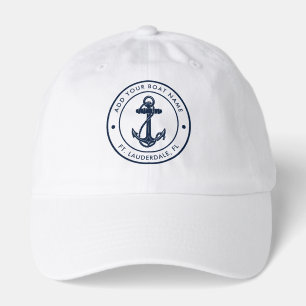 Nautical Anchor Custom Boat Name Sailing Hat