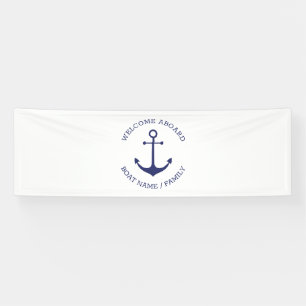 Nautical anchor custom Boat name Welcome Aboard  Banner