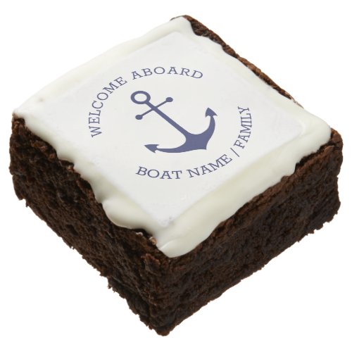 Nautical anchor Custom Boat name Welcome Aboard Brownie