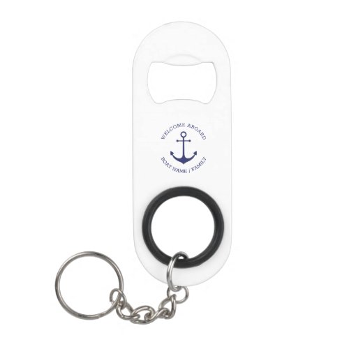 Nautical anchor Custom Boat name Welcome Aboard Keychain Bottle Opener