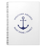 Nautical Anchor Custom Boat Name Welcome Aboard Notebook at Zazzle