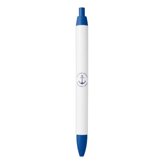 Nautical anchor Custom Boat name Welcome Aboard Pen (Front Vertical)