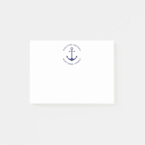 Nautical anchor Custom Boat name Welcome Aboard  Post_it Notes
