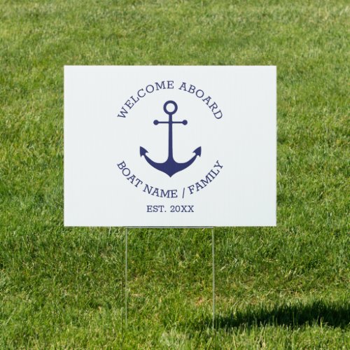 Nautical anchor Custom Boat name Welcome Aboard  Sign