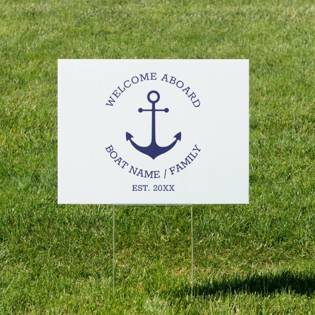 Nautical anchor Custom Boat name Welcome Aboard  Sign (Insitu)