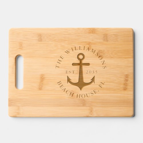 Nautical Anchor Custom Family Beach House Cutting Board