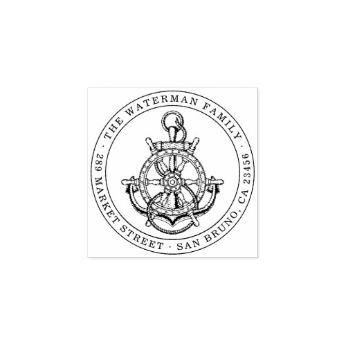 Nautical Anchor Custom Family Name  Return Addres Rubber Stamp