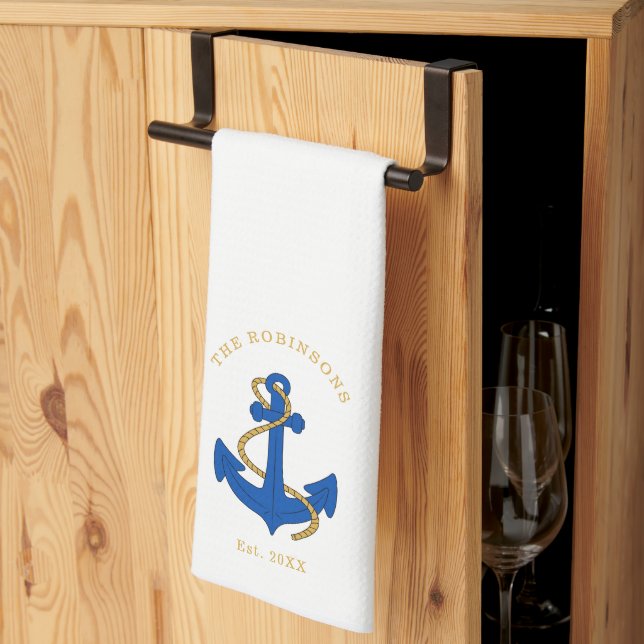 Nautical Anchor Custom  Kitchen Towel (Thirds Fold)