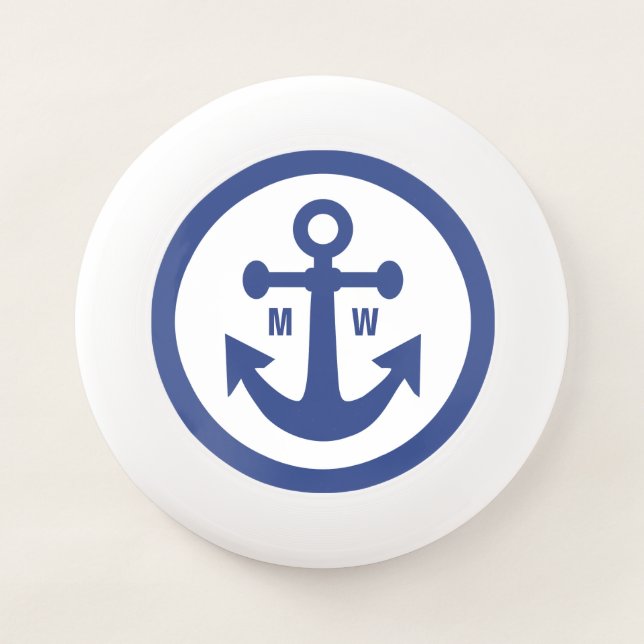 Nautical Anchor custom monogram frisbee (Front)