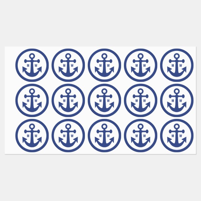 Nautical Anchor custom monogram Labels (Sheet)