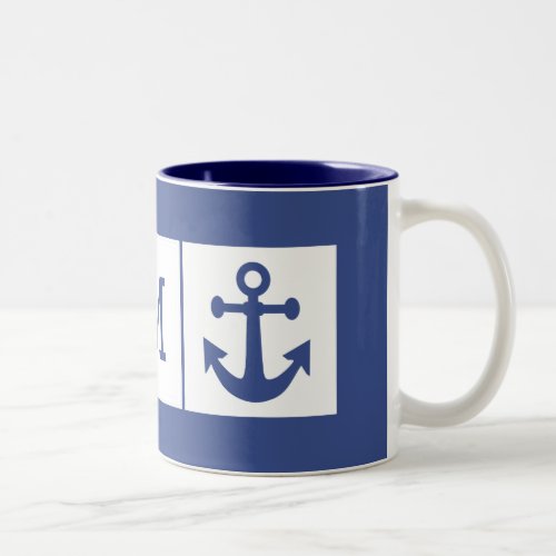 Nautical Anchor custom monogram mugs