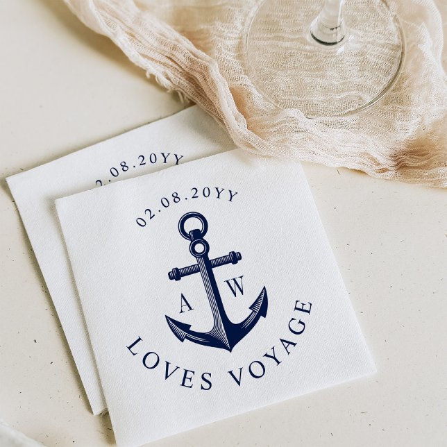 Nautical Anchor Custom Monograms Paper Napkins (Creator Uploaded)