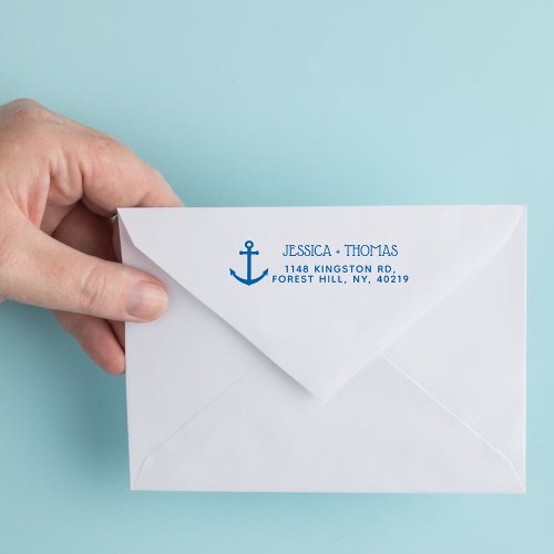 Nautical Anchor Custom Name  Address Self_inking Stamp