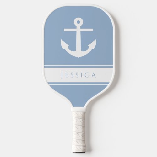 Nautical Anchor Custom Name Blue  Pickleball Paddle